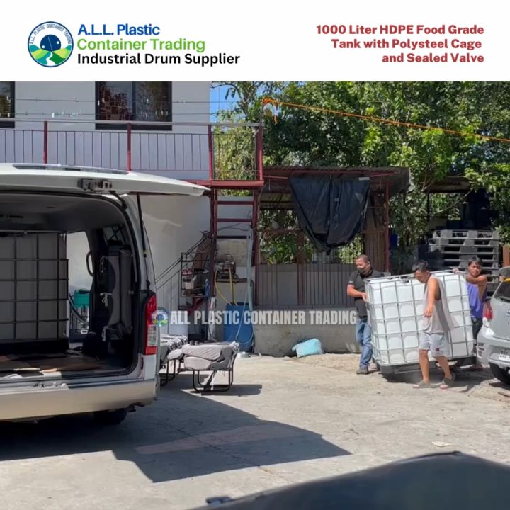 1000 Liter HDPE Food Grade Tank with Polysteel Cage  and Sealed Valve, White IBC Water Tank Plastic Drum