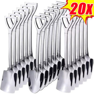 20/10pcs Stainless Steel Iron Shovel Spoon / Household Watermelon Shovel Spoon / Ice Cream Fruit Spoon / Retro Creative Watermelon Spoon for Desserts Coffee & Tea