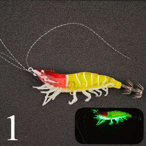 1pc Glow Simulation Shrimp Fishing Lure Jumping Shrimp Fishing Lure Saltwater Cuttlefish Fishing Accessories Squid Jig Lure