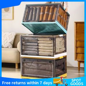 Three-door storage box oversized storage box open-lid storage box clothes organizer folding plastic storage box