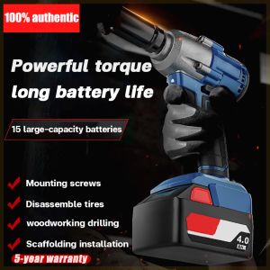 Cordless Electric Impact Wrench Large Torque Rechargeable Lithium Battery High Torque For Car Service Home Construction DIY Electric Screwdriver Tool