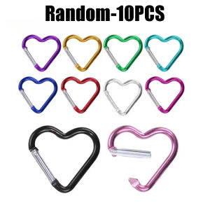 10-100PCS Heart Shaped Carabiner Aluminum Alloy Clip for Backpack Water Bottle Keychain Outdoor Hiking Climbing Accessories