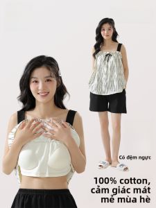 MiiOW | Bộ đồ ngủ cotton mùa hè cho nữ MiiOW Cat Person Áo ngực có đệm mềm thoáng khí không gây ra mồ hôi mặc ở nhà có thể mặc ngoài trời