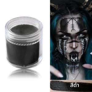 สีเพ้นท์ตัวสำหรับแต่งหน้าฮาโลวีน 6 สี ติดทนนาน สีน้ำ สำหรับทาหน้าและตัว สีดำ สีขาว ชุดสีเพ้นท์ศิลปะบนใบหน้าและร่างกาย