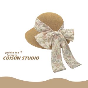 French Style Bow Ribbon Straw Sun Hat