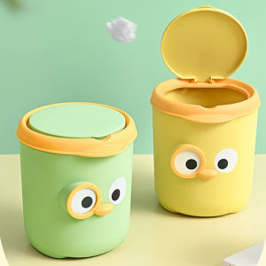 Mini Desktop Trash Can Cute Dustbin INS Simple Belt Lid Small Storage Bucket Kitchen Basket Garbage Bin for Office Home Rubbish