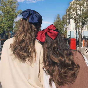 Korean Style Bowknot Hair Clip Bow Spring Clip for Women Sweet Ponytail Big Bow Hairpin Top Clips Ribbon Hair Pins Female Back Head Rope Fashion Hair Accessories Butterfly Barrettes for Girl