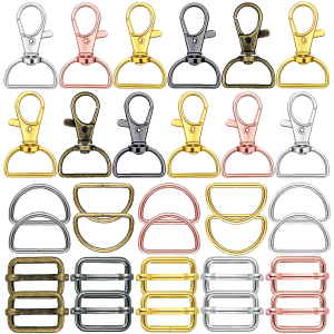 15 Pack Swivel Clasp D Ring and Slider Clasp Set Lanyard Snap Hook Keychain Clip Hook D Keychain Ring Lobster Claw Clasp