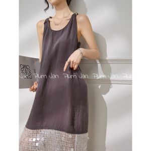PlumJan | Đầm Không Tay Kiểu Dây Đan Thiết Kế Độc Đáo Phong Cách Cổ Điển Pháp