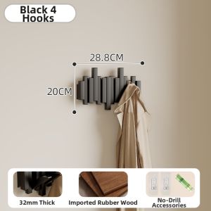 ZHUSHANXIA | Piano Key Style Solid Wood Wall-Mounted Coat Rack