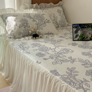 Suxuan | Summer Coolness Ice Silk Bed Skirt Style Bed Set Washable