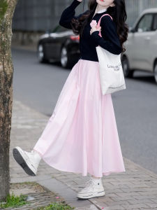 LIRUSHAN | Autumn Fashionable Pink Gentle Long Dress Set