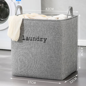 Large Capacity Laundry Hamper Foldable Cotton Linen Dirty Clothes Basket Fabric Storage Box for Home Use Bedroom Organizer