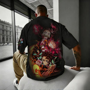 Demon Slayer Anime Trendy Parent Child T-shirt 2025 Mens Summer New Original Color Printed Large Casual Loose Short Sleeve Top