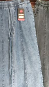 SAGITA FASHION - CELANA JEANS WANITA KULOT RAWIS - JEANS PINGGANG KARET - BAWAH VARIASI KANCING dua warna SNOW BLUE DAN SNOU BLECK