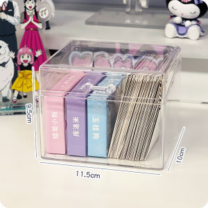 Desktop Transparent Storage Box Card Badges Display Case Simple Modern Cover for Anime Collectibles Organizer Plastic Material