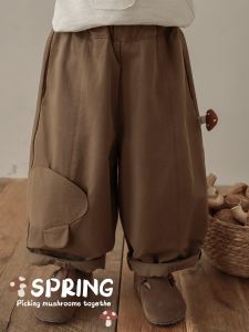 Casual Loose Cotton Blend Pants for Boys with Mushroom Doll Design Spring Autumn New Style Childrens Fashionable Long Pants