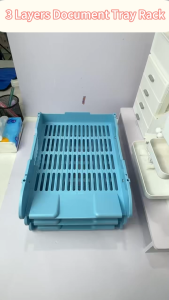 3Layers Push-pull Tray Case Rack Desk Organizer Holder File Holder For School Office Storage