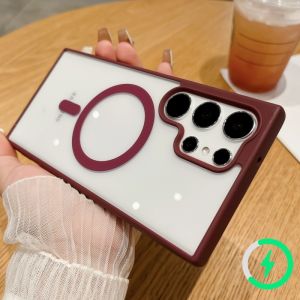 9 màu sắc trong kho sang trọng không dây sạc vỏ cho SaumSung Galaxy S22 S23 S24 Ultra Plus Mờ trong suốt Acrylic trong suốt cứng chống sốc trường hợp