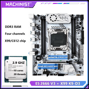 MACHINIST | MACHINIST X99 K9-D3 Motherboard Kit C612 Chip Optional E5 2666 V3 and E5 2673 V3 CPU Support DDR3 RAM Four Channels M-ATX