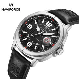 NAVIFORCE Original Quartz Watches For Men 30m Waterproof Casual Fashion Brand New Wristwatch PU Leather Watch Date Luminous Digital Dial NF8078