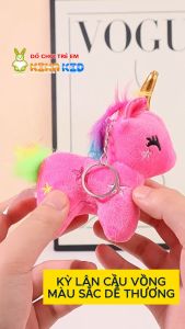 Móc Khóa Kỳ Lân Nhồi Bông Cầu Vồng Cao 13cm Phụ Kiện Dễ Thương Độc Đáo và Sắc Màu - kinakid