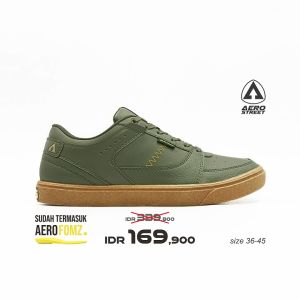 Aerostreet 36-45 Hoops Low Gum Olive - Sepatu Sneakers Casual Pria Wanita Aero Street