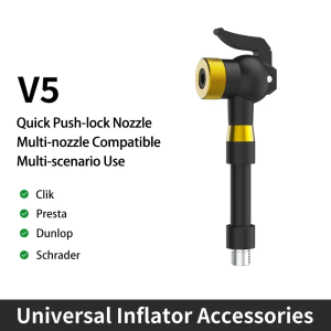 Bicycle Pump Nozzle Hose Adapter 4-in-1 Universal Valve Compatibility Clik/Schrader/Presta/Dunlop Valve Convertor for Air Pump