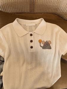 2025 New Korean Design Small Elephant Knitted Slim Summer Casual Ice Silk Polo Shirt for Women Stylish Slimming Trendy