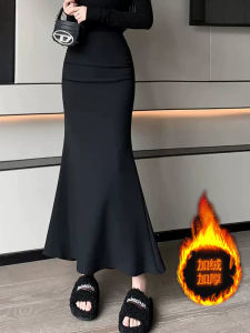 Thickened Fleece High Waist Half Body Skirt Womens Style Autumn Winter New Arrival Elegant Slimming Midi Fish Tail Skirt