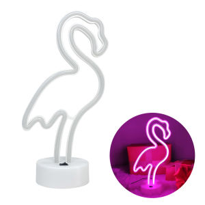 Flamingo Neon Signs Light LED Pink Wall Lamp Room Decor Battery/USB Operated for Gift Childrens Bedroom Wedding Party Camping