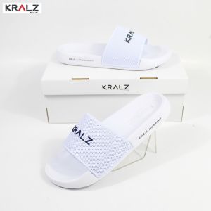 KRALZ Improvement - Sandal Pria Sendal Selop Slider On White Sandals