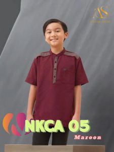 Baju Atasan Anak Boy Nibras NKCA 05 Maroon / Baju Kokok Ngaaji Anak Daily Outfit Casual & Cute