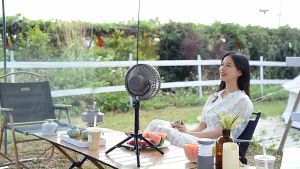 JumboTech Outdoor Camping Fan Desktop Fan 10000mah Rechargeable Mobile Power Bank Remote Control Hanging Fan Tripod Intelligent Standing Fan 3 in1 Portable Outdoor Fan with Light Lamp Adjustable Fan