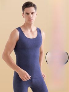 MiiOW | Áo khoác lót lụa dày ấm áp cho nam mùa thu đông thường ngày không tay cổ tròn polyester quần áo công sở phong cách đơn giản