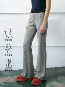 AMII | Contrast Color Elastic Waistband Air Layer Bell Bottoms Pants Slim Fit