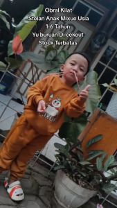 Setelan anak laki-laki perempuan model ice cream mixue usia 1-5 tahun