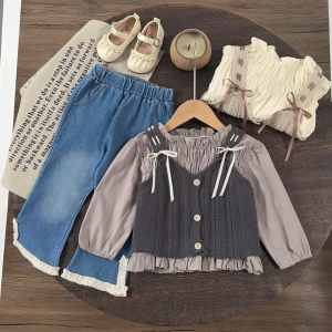 XBABY CLOTHES Setelan Rompi Sweater Anak Perempuan 3in1 Model Korea Terbaru 2025 Bahan Katun Nyaman Usia 1-4 Tahun