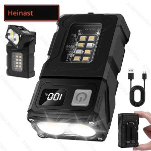 ไฟฉาย LED แบบพกพาซุปเปอร์ไบรท์มินิไฟฉาย LED แบบชาร์จไฟได้พร้อมแม่เหล็กท้ายพร้อมไฟฉุกเฉินด้านข้าง COB สำหรับการเดินป่าตั้งแคมป์