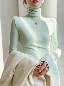 เสื้อชั้นในคอตั้งสูงผู้หญิง แฟชั่นฤดูใบไม้ร่วง/ฤดูหนาว 2024 ใหม่ เสื้อชั้นในขนแกะหนา คอตั้งสูง เสื้อชั้นในคอตั้งสูง