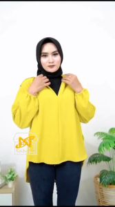 Naomi Blouse Kemeja Outer Crinkle Airflow Premium Wanita Size M L XL XXL XXXL 4XL Muat BB 40-100 kg