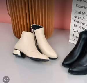 2025 new womens pointed toe thick heel high heels fashionable slim boots black short boots Martin boots