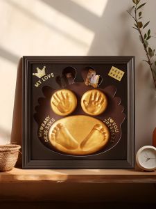 Newborn Baby Hand And Foot Print Frame Full Moon Celebration Gift Baby Keepsake Memorabilia Infant Hair Clay Mold Baby Photos