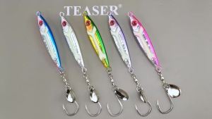 TEASER 30G 40G 80G Long-Cast Luminous Slow-Sinking Metal Jig Lure Shore Casting with Hooks Saltwater Fishing Bait
