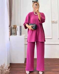 PROMO GRATIS ONGKIR ONE SET HORNET KNIT/SETCEL BAJU DAN CELANA/SETELAN WANITA MURAH PREMIUM