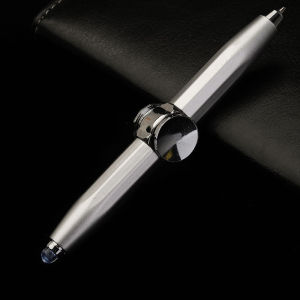 Creative Multifunctional Glowing Rotating Pen Writing Stress Relief Ballpoint Pen Led Rotation Metal Pen Holder Black Ink