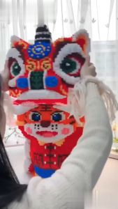 DIY Childrens Toys Cartoon Mini Lion Building Block Model Christmas Birthday Gift toys for boy 醒狮儿童益智拼装积木玩具摆件生日礼物儿童节礼品玩具S