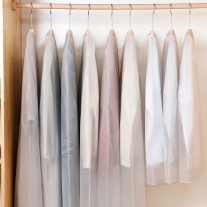 Transparent Clothing Dust Cover Hanging Home Use Suit Coat Full Enclosure Dust Bag Wardrobe Storage Organizer Japanese Style