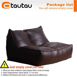 OTAUTAU Faux Retro PU Leather Bean Bag Cover King Size Large Lounger Pouf Cover SF389【No Filler!Need To Buy Filler By Yourself!】