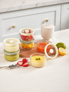 Baby Glass Food Container Steamed Storage Infant Special Frozen Preservation Steamed Egg Bowl Supplementary Food Bowl round Rice Noodles